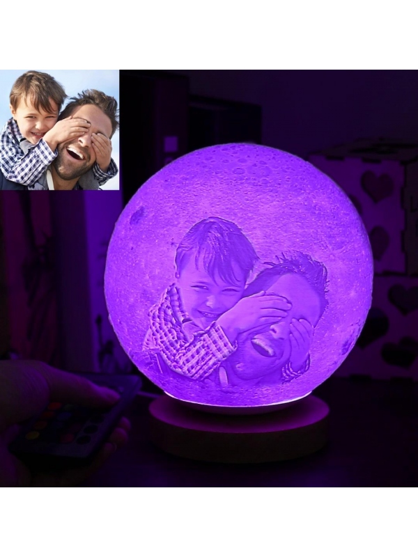 Lampe de nuit romantique 16 couleurs lampe de lune personnalisée avec votre propre image et texte cadeau d'anniversaire cadeau de fête des mères avec support et commande tactile 15CM